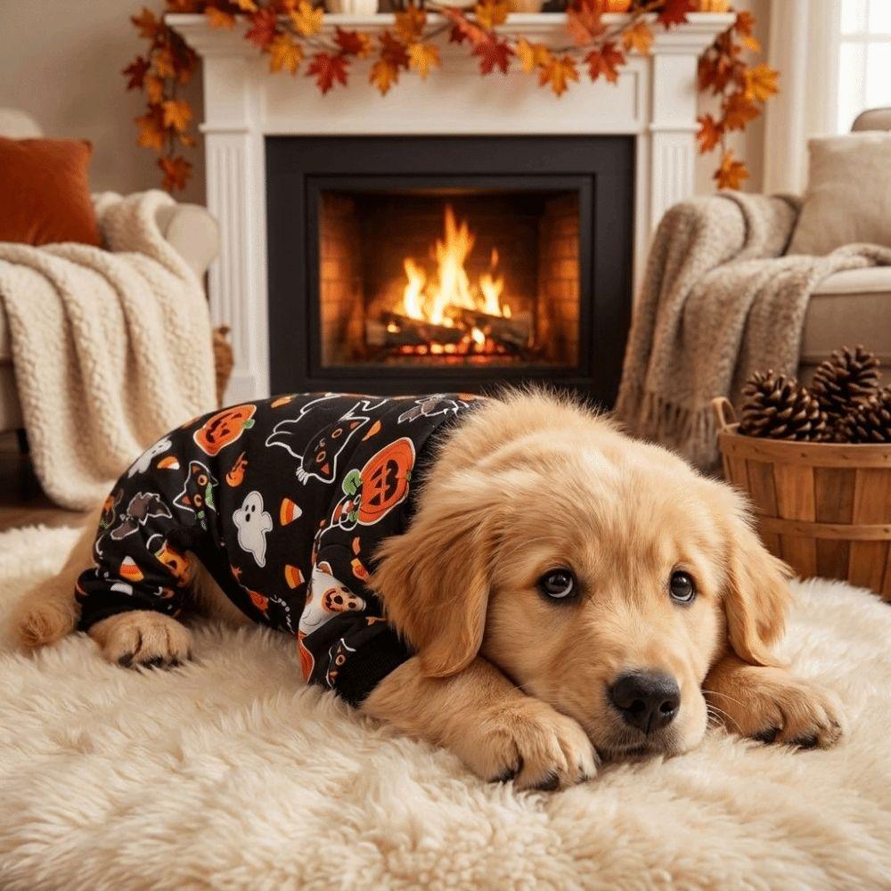 Cartoon Four Legged Clothes Soft Ghost Pumpkin Dog Sleepwear Dog Pajamas  Halloween Party