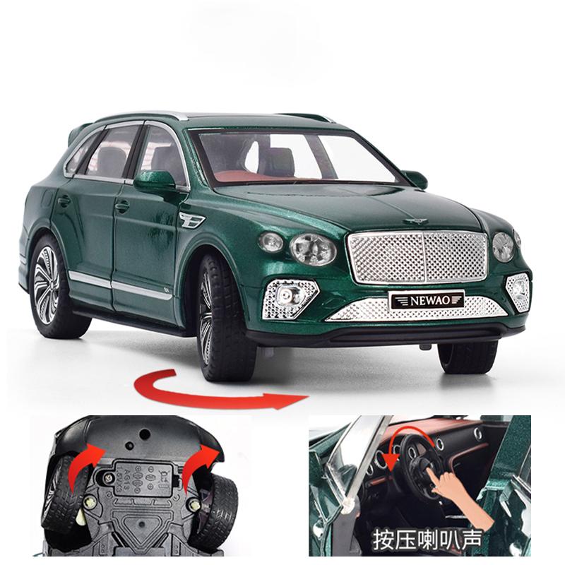 1/24 Bentayga SUV Slitinové auto Odlitky a Hračky Vozidla Model auta Zvuk a Světlo Zpětný chod Autíčka pro Děti Dárky