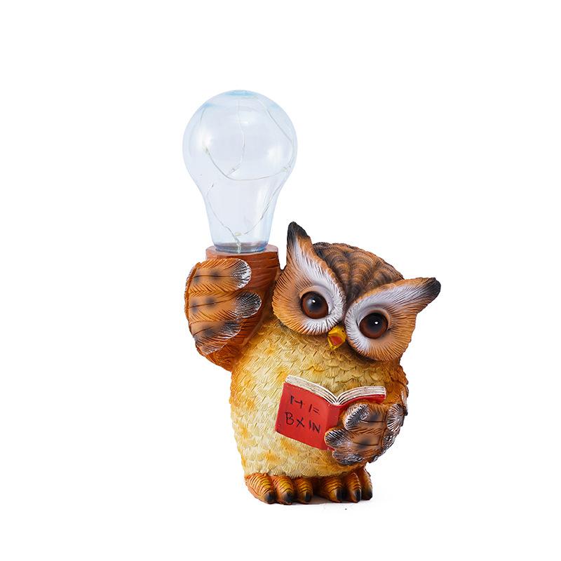 Outdoor Courtyard Solar Light Owl Ornaments Creative Garden Landscaping Cute Animal Decorative Resin Crafts