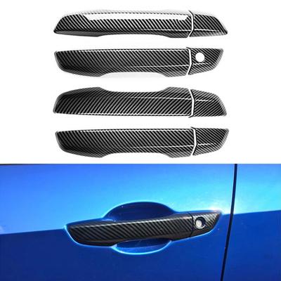 Para Honda Civic 10ª geração 2016-2021 LHD 4 peças, acabamento de moldura de maçaneta externa de carro com decoração de entrada sem chave, preto brilhante/fibra de carbono