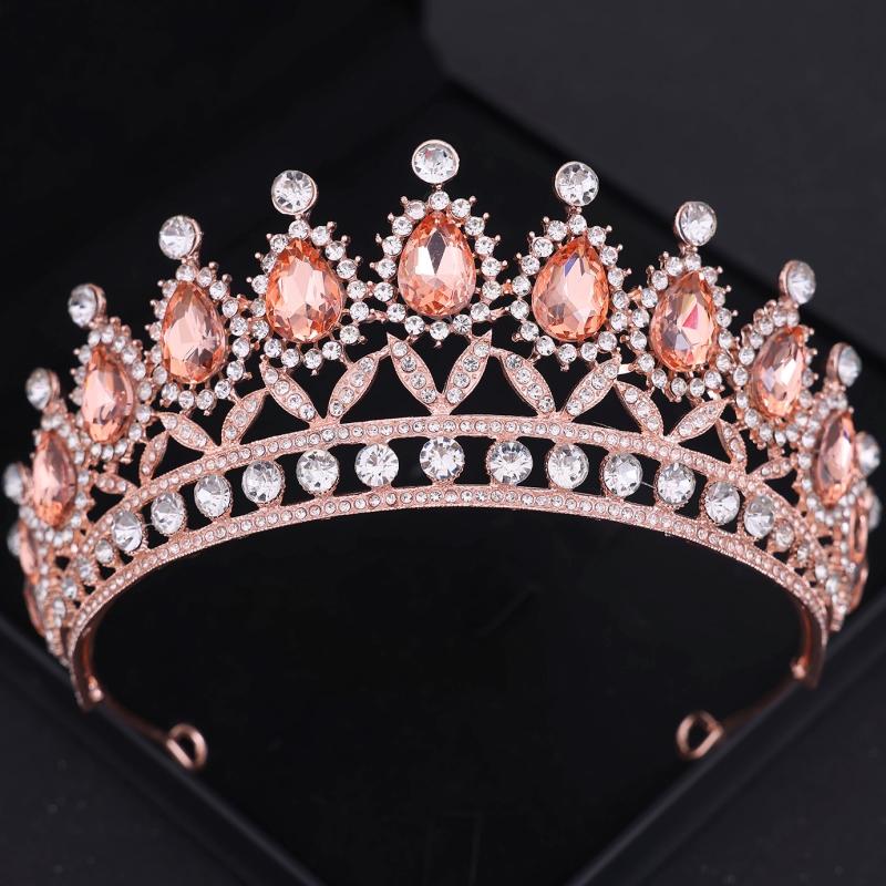 Baroque Crystal Crown Tiara Headband For Women Rhinestone Prom Diadem Crown Bridal Wedding Hair Accessories Jewelry Crown Tiara