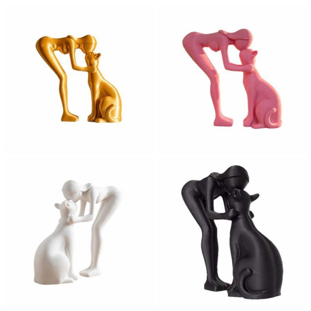 Nordic-Style Cute Cat Figurine Decoration Desktop Ornaments Kissing Cat Statues Home Office