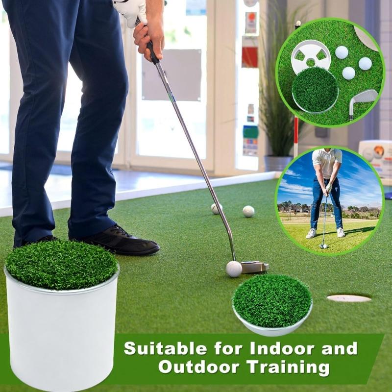 Golf Putting Cup and Grass Style Cover Set for Backyard Practice, Round Cup with Removable Cap and 3-Hole Base Design