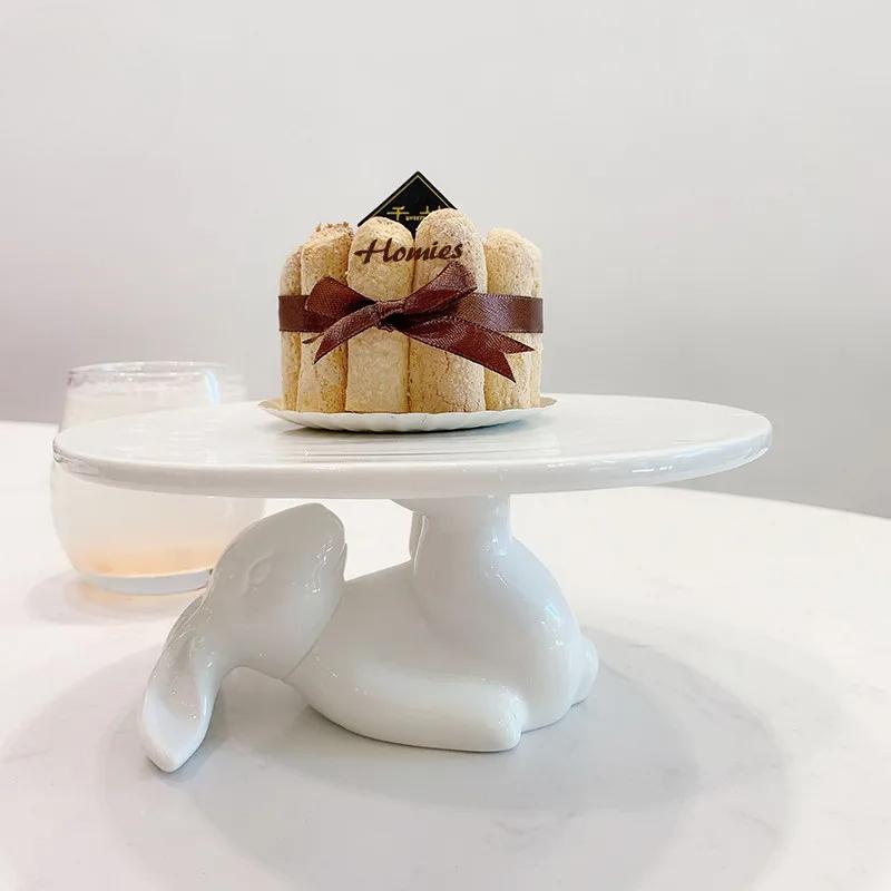 

Керамическая тарелка с кроликом Белая посуда с зайцами Наборы кухонной утвари Тарелки Тарелки с кроликом Пасхальная тарелка Пасхальная посуда