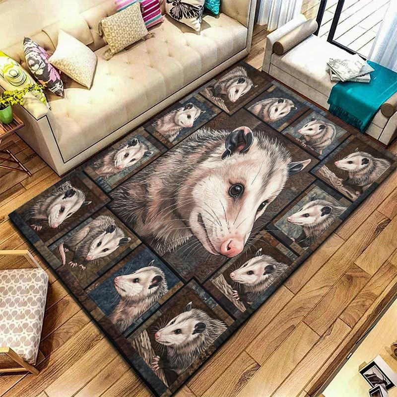 Retro Elk Animal Pattern Square Carpet,Area Rug,Carpet Rug for Living Room Bedroom Sofa Playroom Decor,Non-slip Floor Mat,Holiday Birthday Gifts
