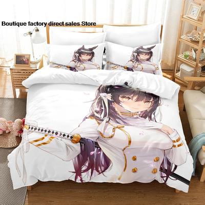 Anime - Azur Lane Bettwäsche-Set, Einzelbett, Doppelbett, Queensize-Bett, Kingsize-Bett, Bettbezug-Set für Erwachsene und Kinder, Bettlaken-Set 2–3