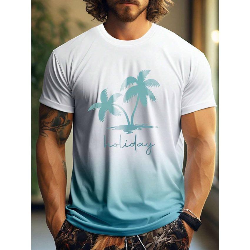 Hawaiian Street Fashion Men's T-shirt Summer Beach Vacation Men's Casual T-shirt Outdoor Beach Men's Short-sleeved Tops