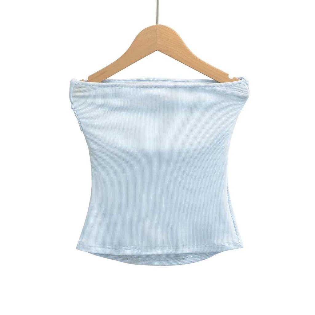 Elegant Pleated Strapless Top with Chest Pads and Non-Slip Design