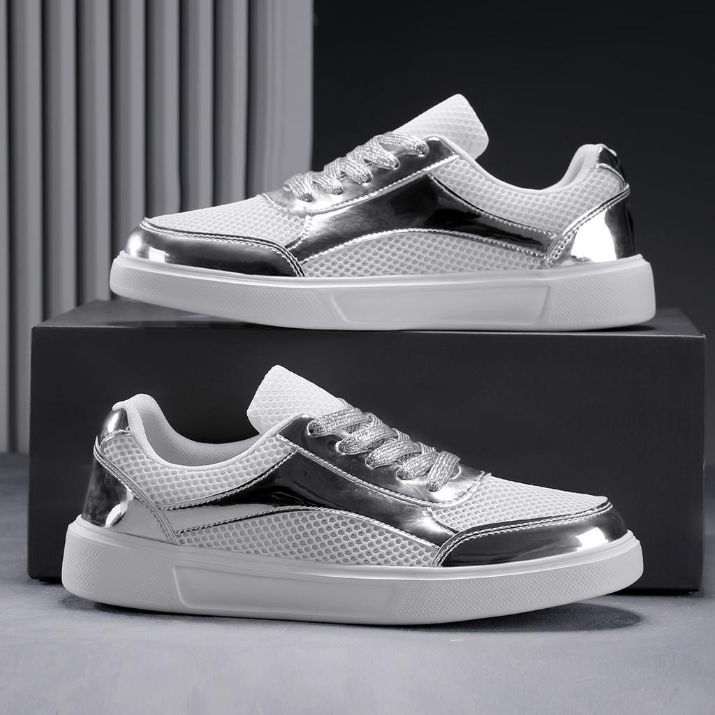 TUINANLE Women Sneakers Rhinestone Ladies Shoes Mesh Vulcanized Shoes Thick-soled Casual Bling Glitters Shoes