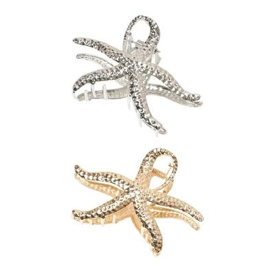 Fermacapelli a Forma di Stella Marina Fermaglio Metallico per Acconciature Raccolte Chignon Code di Cavallo Stile Sofisticato