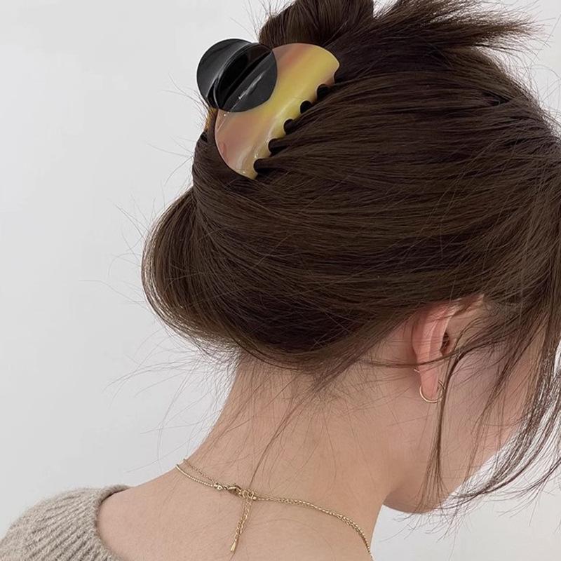 Vintage Spliced Acetic Acid Hair Claw Clip Headwear for Women Korea Elegant Geometric Hairpin Hair Accessories