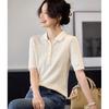 Srcr Women's 30% Mulberry Silk Knit Lapel T-shirt