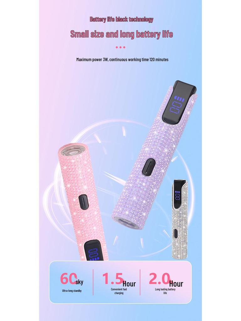 Portable Rechargeable Rhinestone Nail Art Phototherapy Lamp with Dual Light