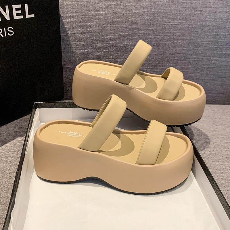 

Красивые шлепанцы на толстой подошве, увеличивающие рост, крутые женские новые летние модные и высококлассные пляжные шлепанцы-юбки 40 абрикосовый