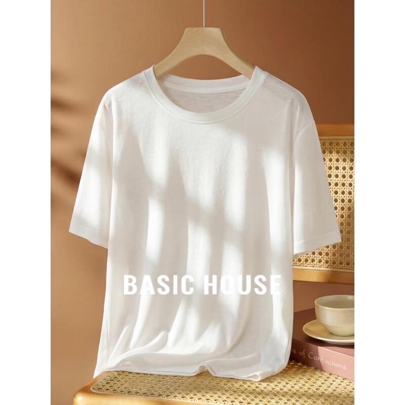 Basic House Women s Acetate Tencel Round Neck Short Sleeve T-shirt S