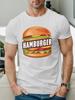 Unisex Casual Cotton Short Sleeve T Shirt Vivid Hamburger Burger Print Crew Neck Food Enthusiast Urban Daily Leisure Outfit Tee
