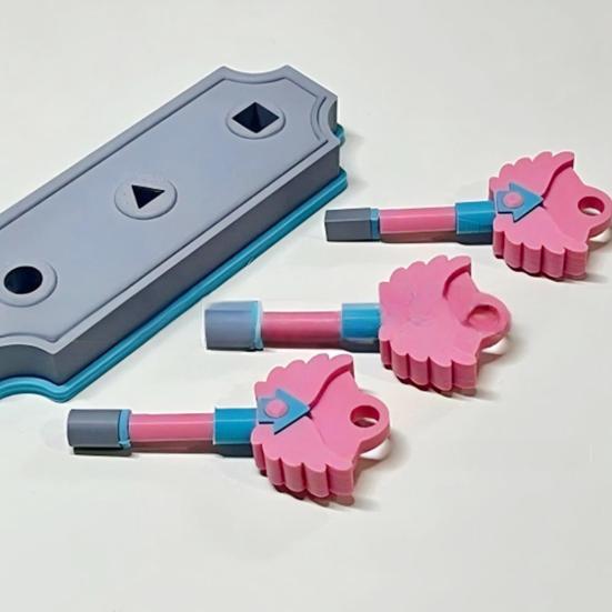 Adorno de Llave Impreso en 3D con Base Inspirado en Drama de Juego Coreano Agujero Redondo Cuadrado Triángulo Decoración de Llaves