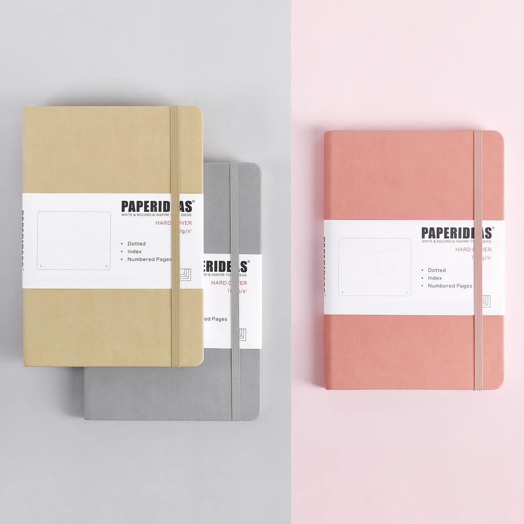 PAPERIDEAS A5 Hardcover Notebook, (Dot, Pink)