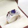 Blue Sapphire Oval Cut Gemstone With 925 Sterling Silver Ring For Men's #B607 JL375686497695