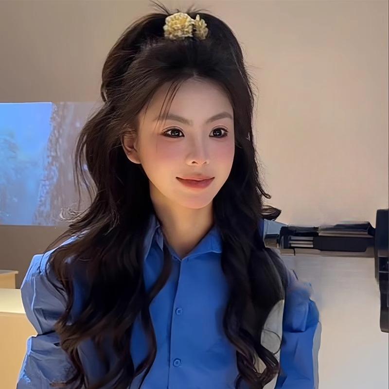 

Summer High Ponytail Yellow Checkered Flower Small Grab Hair Clip Heightening The Top of The Head Hair Clip Is A Perfect Tool жовтий
