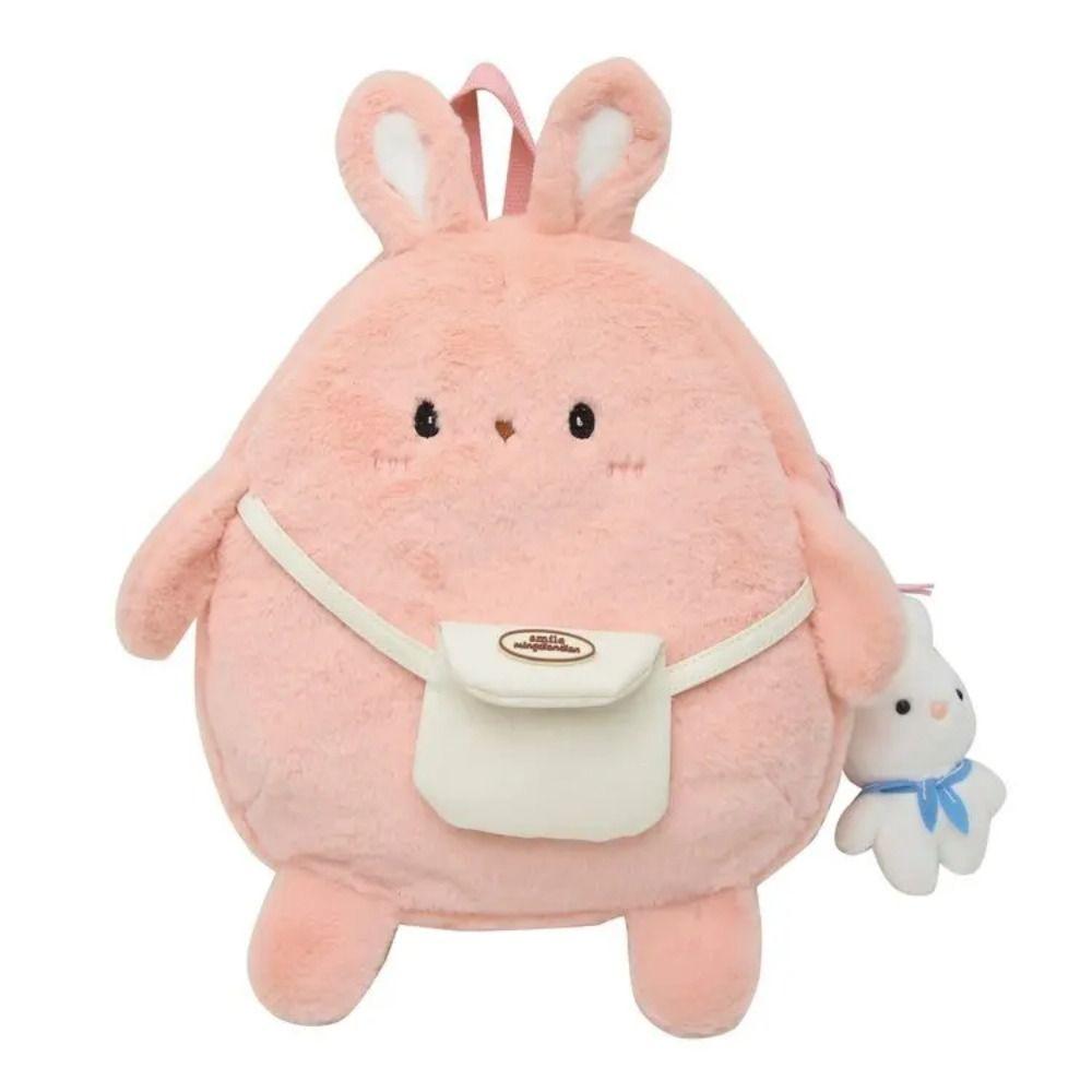 With pendant Bunny Crossbody Bag Large Capacity Plush Book Bag Plush Rabbit Backpack  Girls