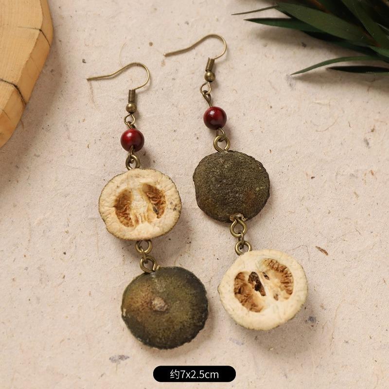 Original Design Traditional Chinese Medicine Plant Earrings Retro Literature Natural Fruit Handmade Long Earrings Women