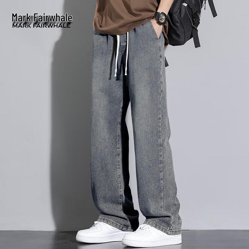 MARK FAIRWHALE Men's Retro Loose Straight Wide-Leg Jeans