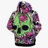 Felpa con Cappuccio Stampa 3D Motivo Teschio Horror Elemento Autunno Inverno Uomo e Donna Pullover Casual Nero Adatto per l'Uso Quotidiano