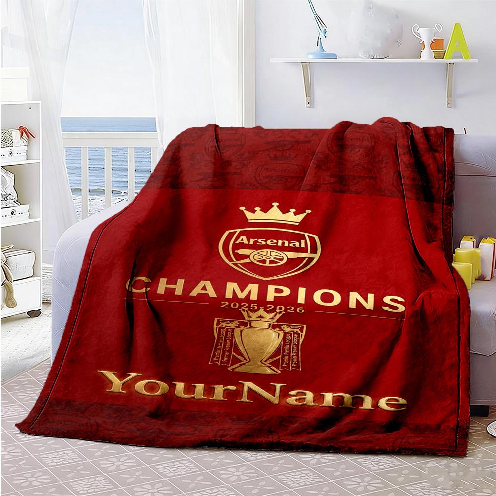 Arsenal Customize Your Name Blanket Throw Personalized Blanket Comfortable Versatile for Living Room Livingroom Office Home Decor Ideal for All Season