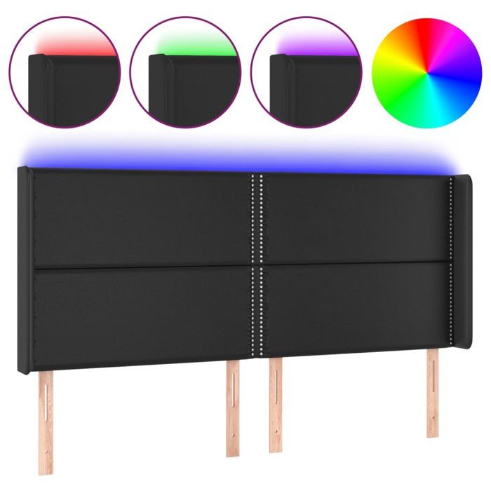 VidaXL LED Headboard Bedroom Furniture Double Bed Accessory Head of Bed Frame Interior Black 3124016