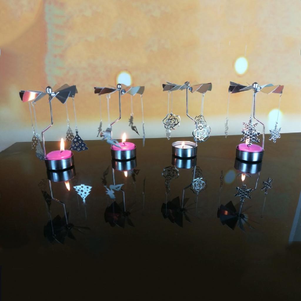 Romantic Candlestick Rotating Spinning Tea Light Candle Holders Home Dinner Wedding Bar Party Decoration Christmas Gift