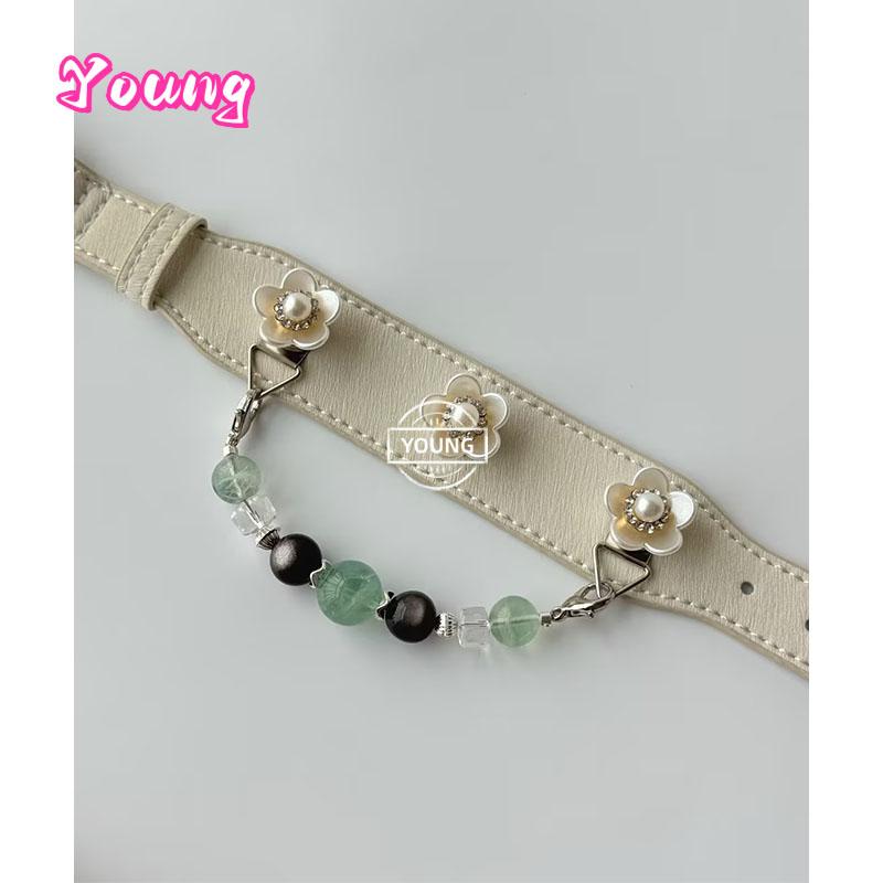 Luxury Leather Natural Crystal Charm Dog Collar Green Fluorite Double Cat's Eye Silver Obsidian Clear Quartz Beaded Pet Necklace