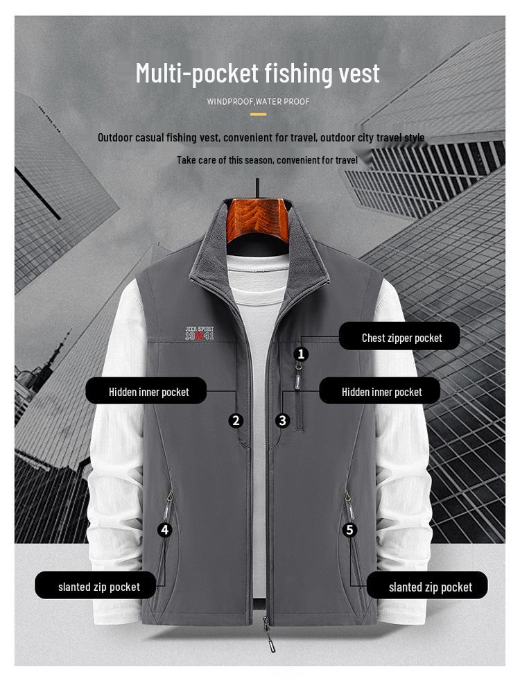 2024 Men's Double-Sided Fleece Vest - Autumn/Winter Thickened Outdoor Casual Wear