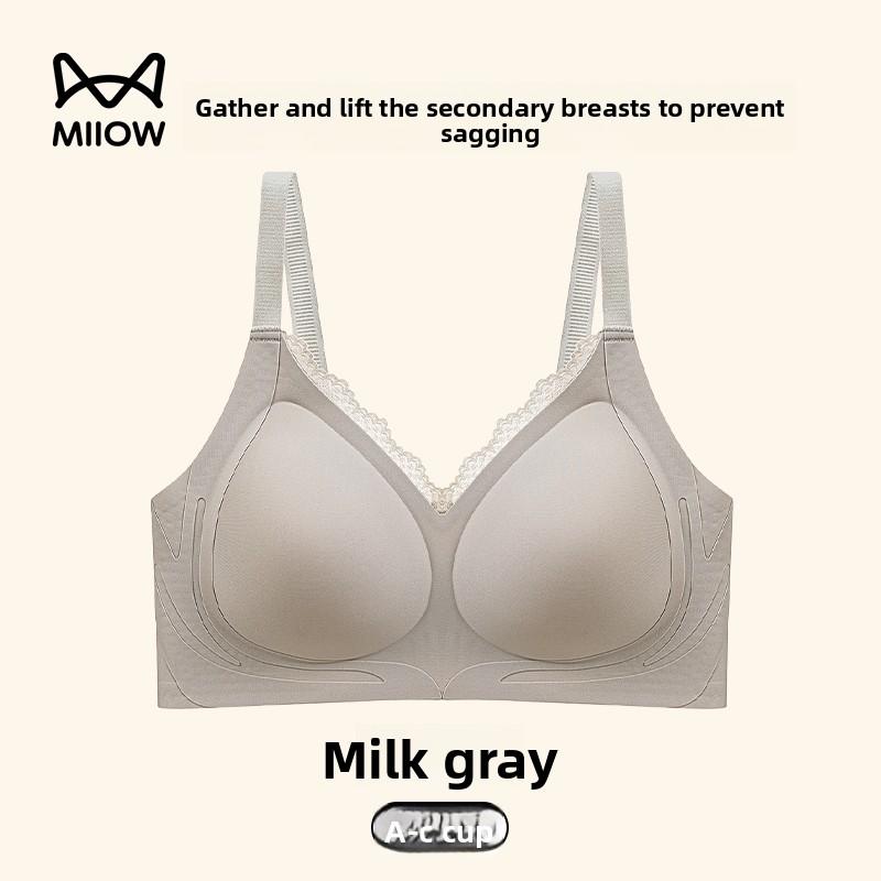 

Female Spring Small Chest Gathers To Collect Auxiliary Milk on The Support To Prevent Sagging Breathable Non-trace Comfortable Underwear 40/90ABC сірий