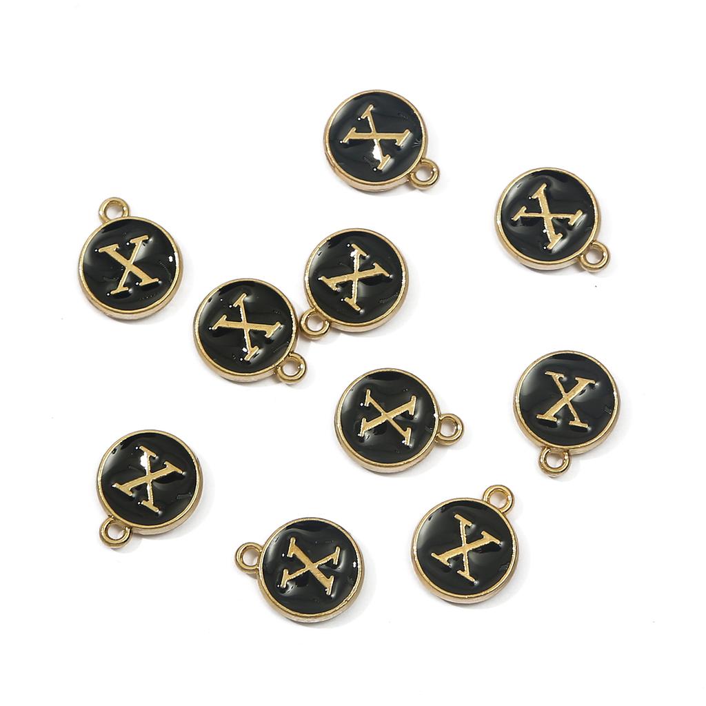 10Pcs Metal Enamel English Letters Charms Pendant For DIY Jewelry Making Necklace Bracelet Accessories