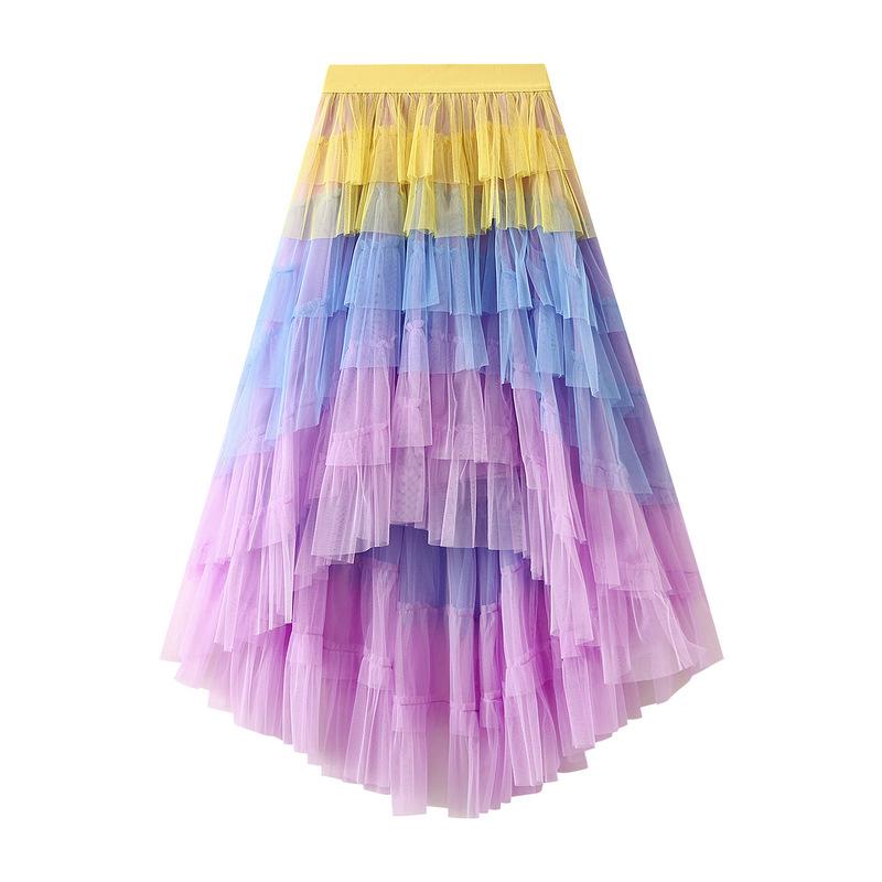 Women s Maxi Tulle Skirts Flowy Ruffle High Waisted Tiered Layered Mesh Tutu Skirt for Women A Line Fairy Tiered Skirt Midi Elastic Waist Long Skirt one size