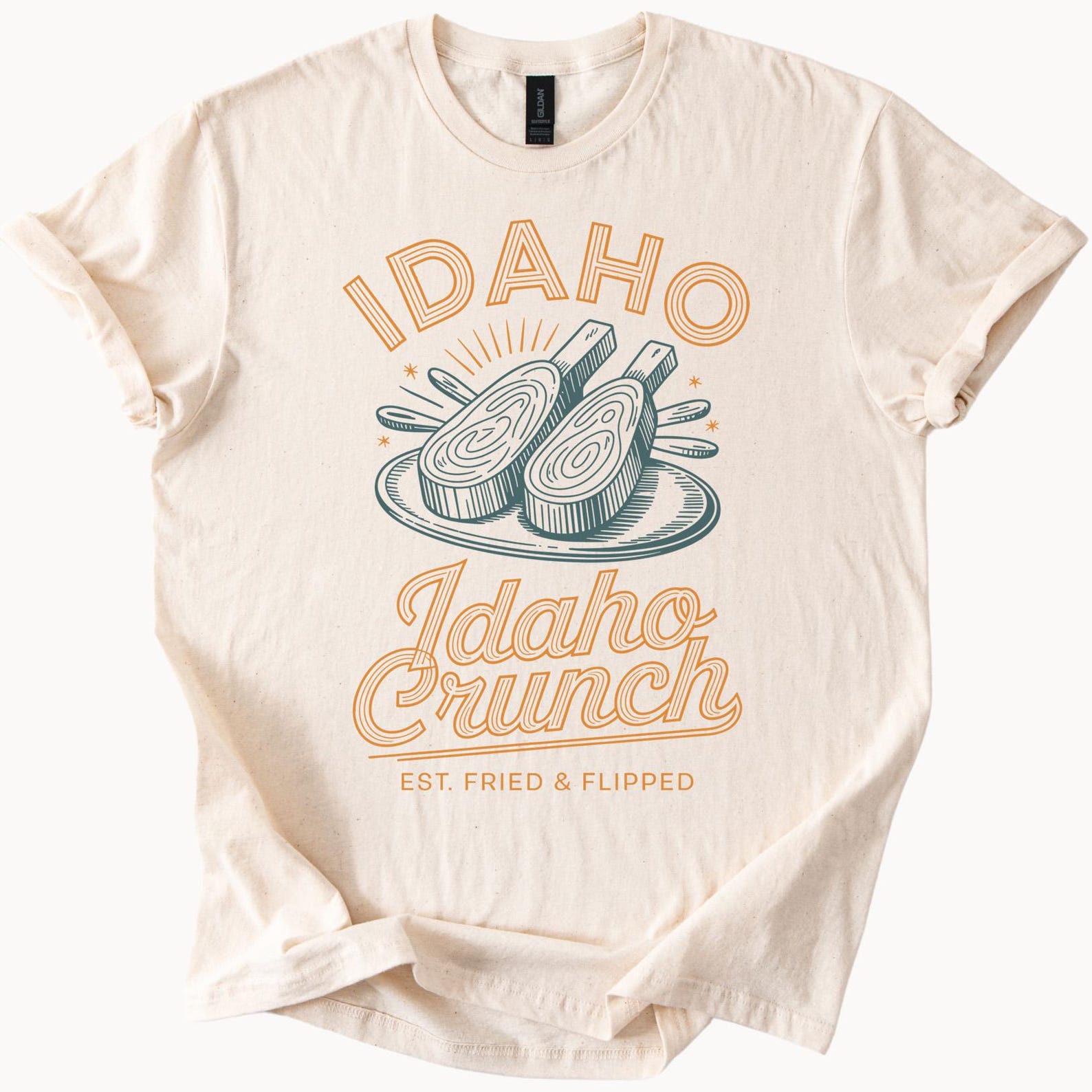 Idaho Crunch T Shirt Fried Potato Graphic Tee Idaho Food Lover Shirt Fried and Flipped Idahoan Snack Shirt Unique State Pride Tee 130