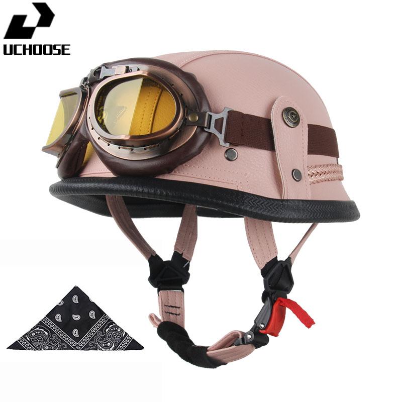 DOT Certified Vintage Open Helmet Motorcycle Open Face Helmet Retro 3/4 Helmet Cruise Casco Casque Moto Men Women