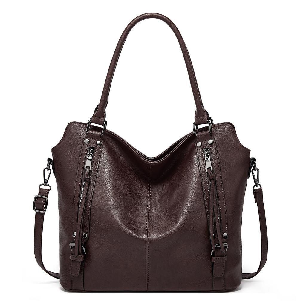New Women's Bag Fashion Retro Korean Temperament Solid Color Soft Skin High Capacity Trend Versatile Lady Shoulder Bag