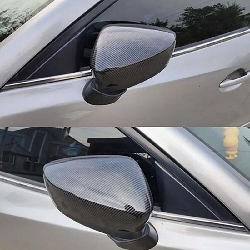 For Mazda 3 Axela 2014- Car Rearview Side Mirror Cover Wing Cap Exterior StickerDoor Case Trim Housing Carbon Fiber Look