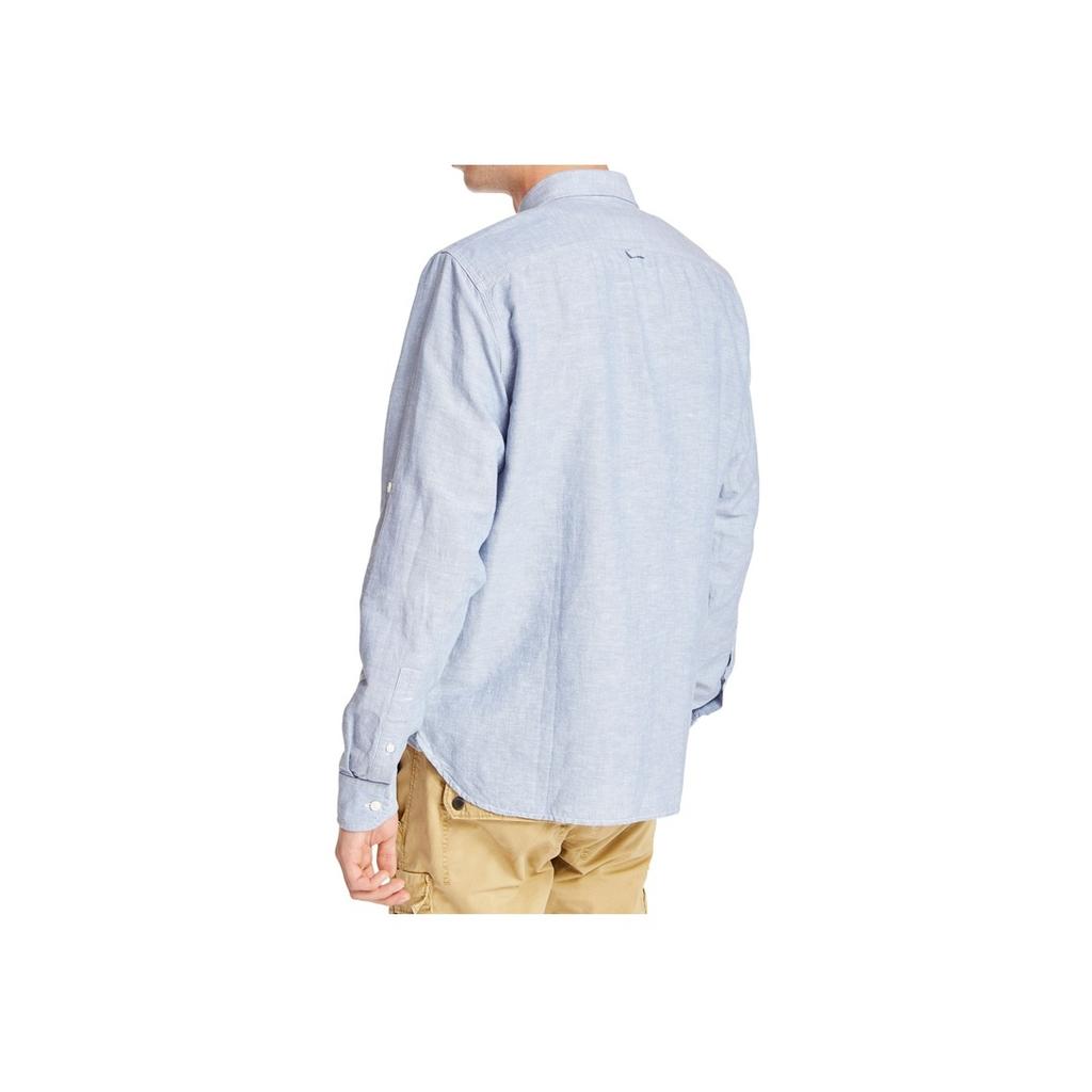 Timberland Button Single Pocket Cotton Linen Casual Slim Fit Long Sleeve Shirt Men shirts Sky-Blue A2BDKB02