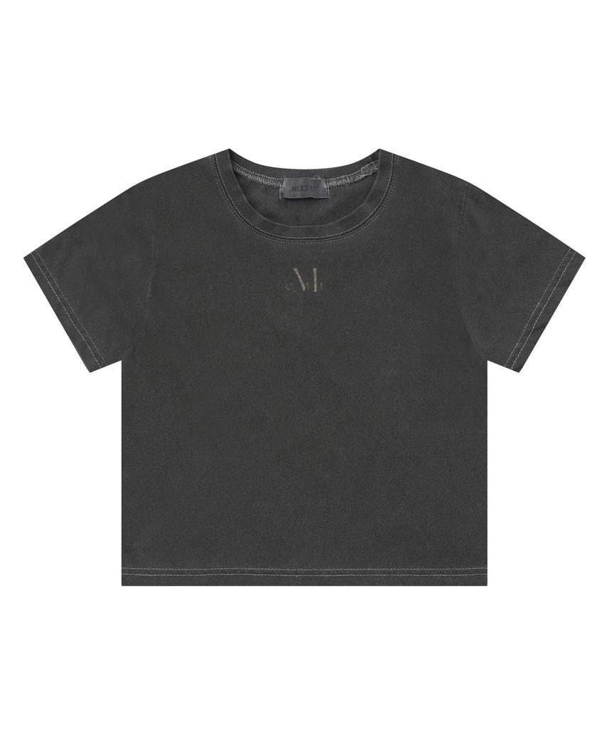 MUCENT Pigment Dirty Wash Round Back Logo Short Sleeve T-Shirt Unisex (2 Colors)