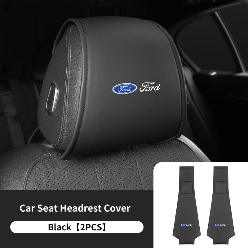 For Ford Leather Car Headrest Cover Protect Original Headrest From Damage Focus Mk2 Mk3 Mk4 Fiesta Ranger Mondeo S-MAX Kuga