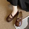 CRLAYDK Womens Flats Moccasins Retro Dress PU Leather Strap Slip On Loafers for Work Penny Dress Walking Ladies Casual Shoes