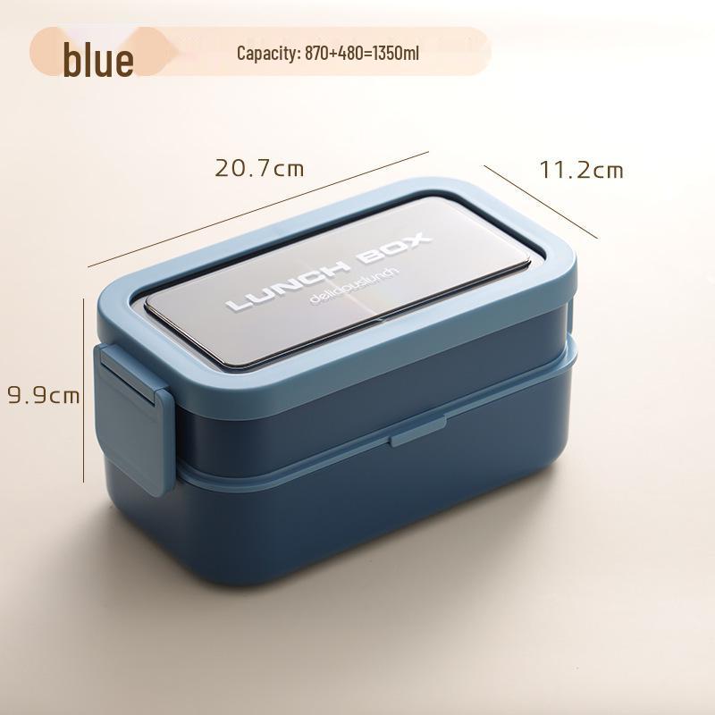 Nordic-Style Stainless Steel Lunch Box with Compartments, Fork, and Spoon - Microwave Safe