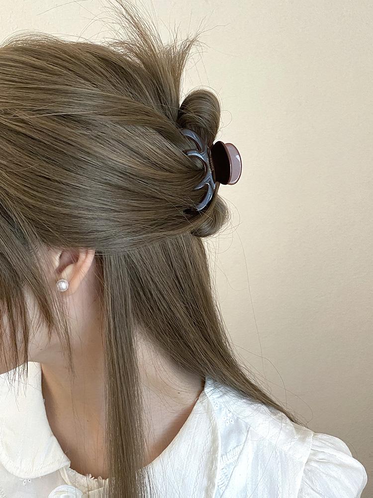 Koreanische Mode Haarklammer   ins Kürbis Mittel Acetat Greifer Einfacher Französischer Stil Halb Hochgesteckt Haar Hai Greifer Haaraccessoire