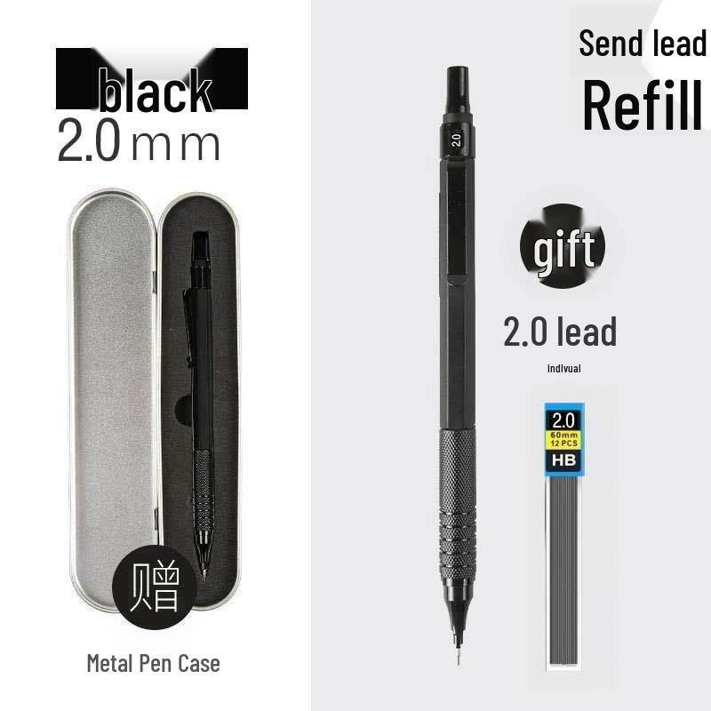 Professional Metal Mechanical Pencil, 0.5/0.7mm, Low Center Gravity, Weighted Feel, Continuous Lead Feed for Drawing & Painting.
