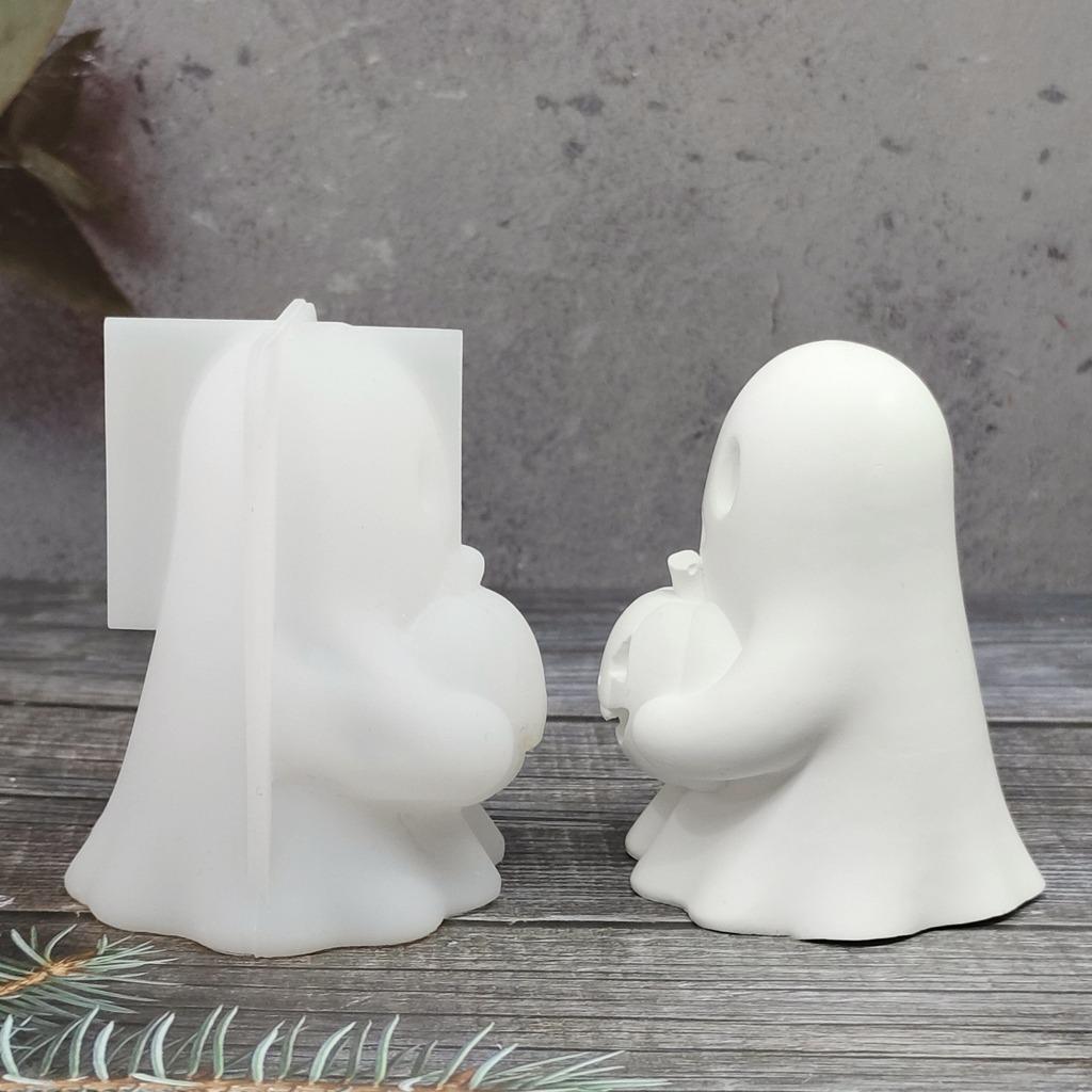 Halloween Ghost Pumpkin Silicone Mold DIY Pumpkin Aroma Candle Plaster Decoration Mould Halloween Spook Candle Making Supplies