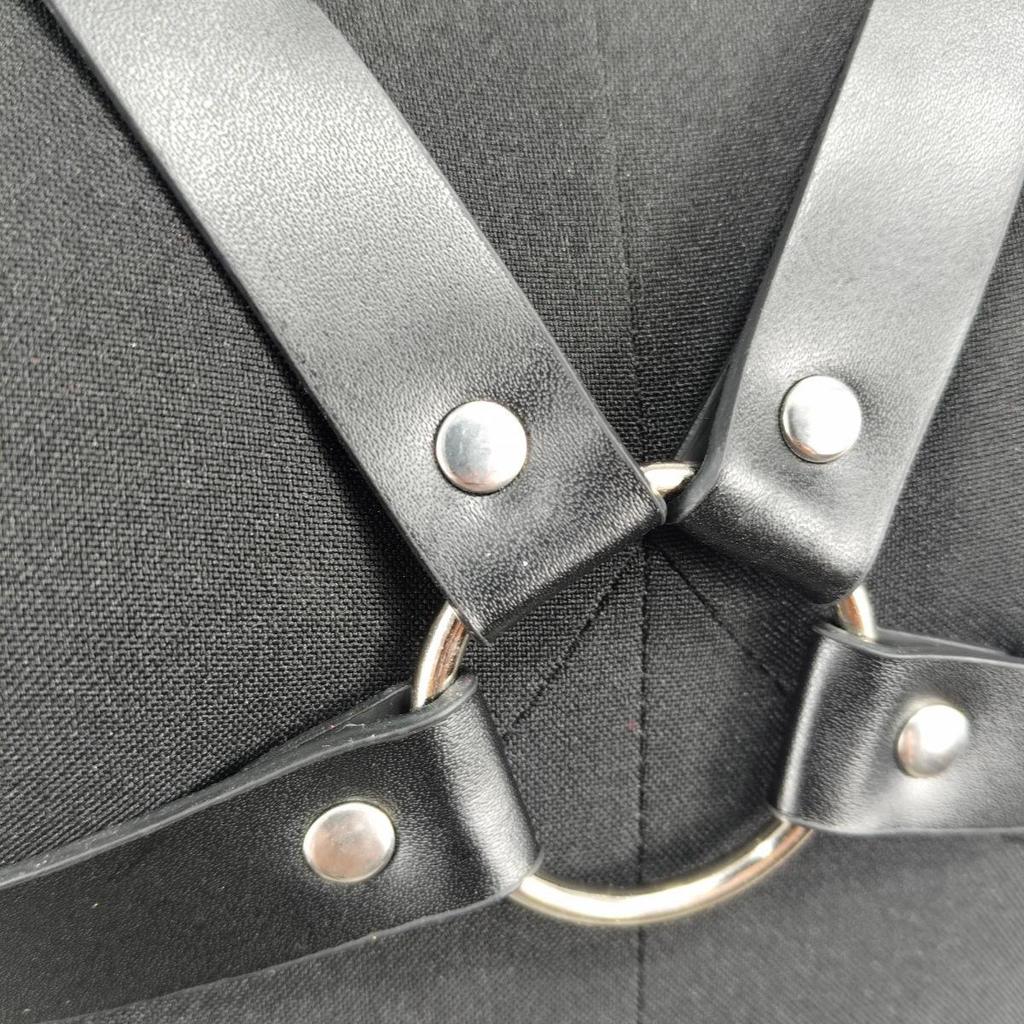 Leather Gag & Nipple Clamps Chain - Women's Erotic Restraint Clothing & Props
