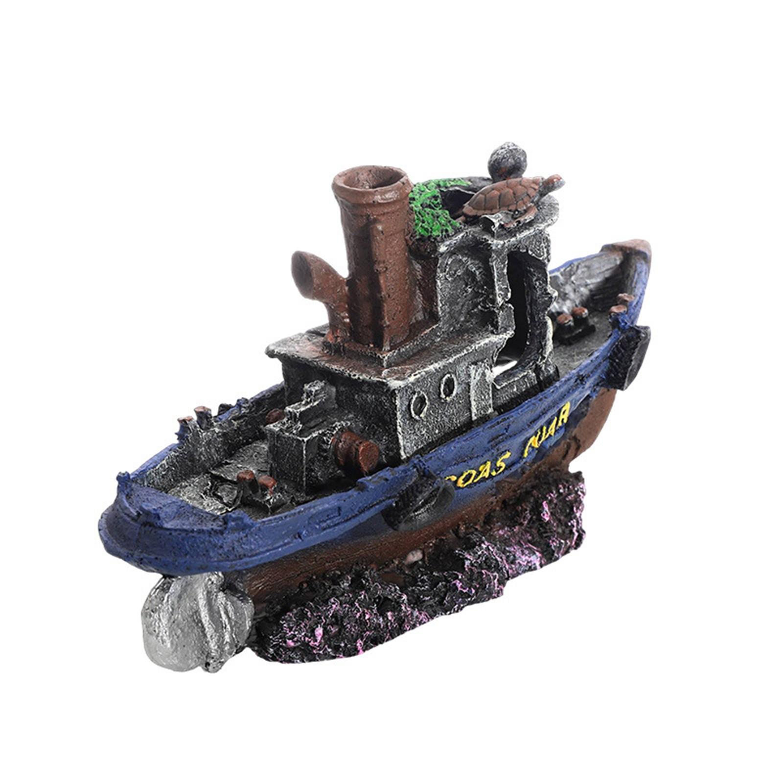 

Украшение аквариума Истребитель Старинный самолет Руины Рыба Креветки Убежище Пещера Убежище Смоляной Аквариум Декорация для Черепахи Аквариум синий